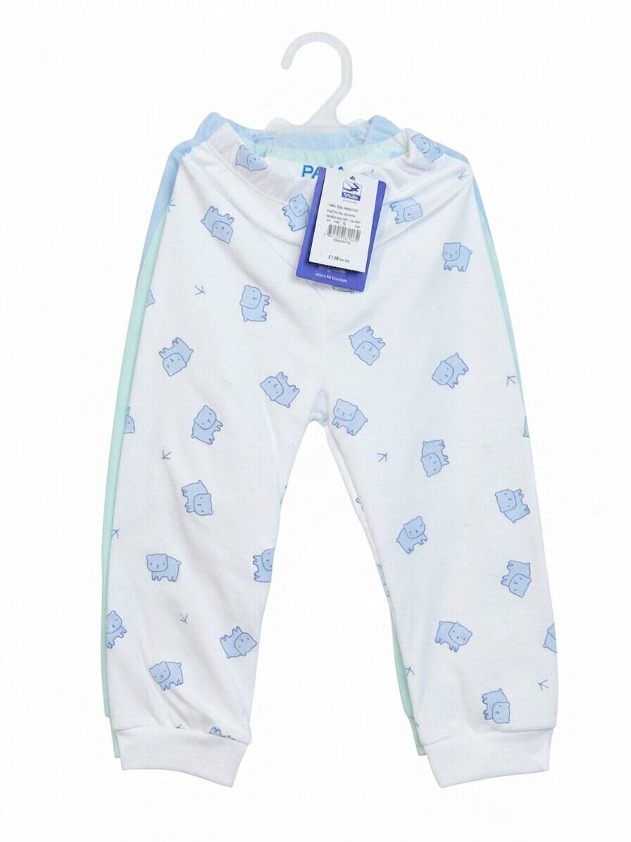 Pantalon algodón-poliéster verde-celeste-blanco estampado — foto 3