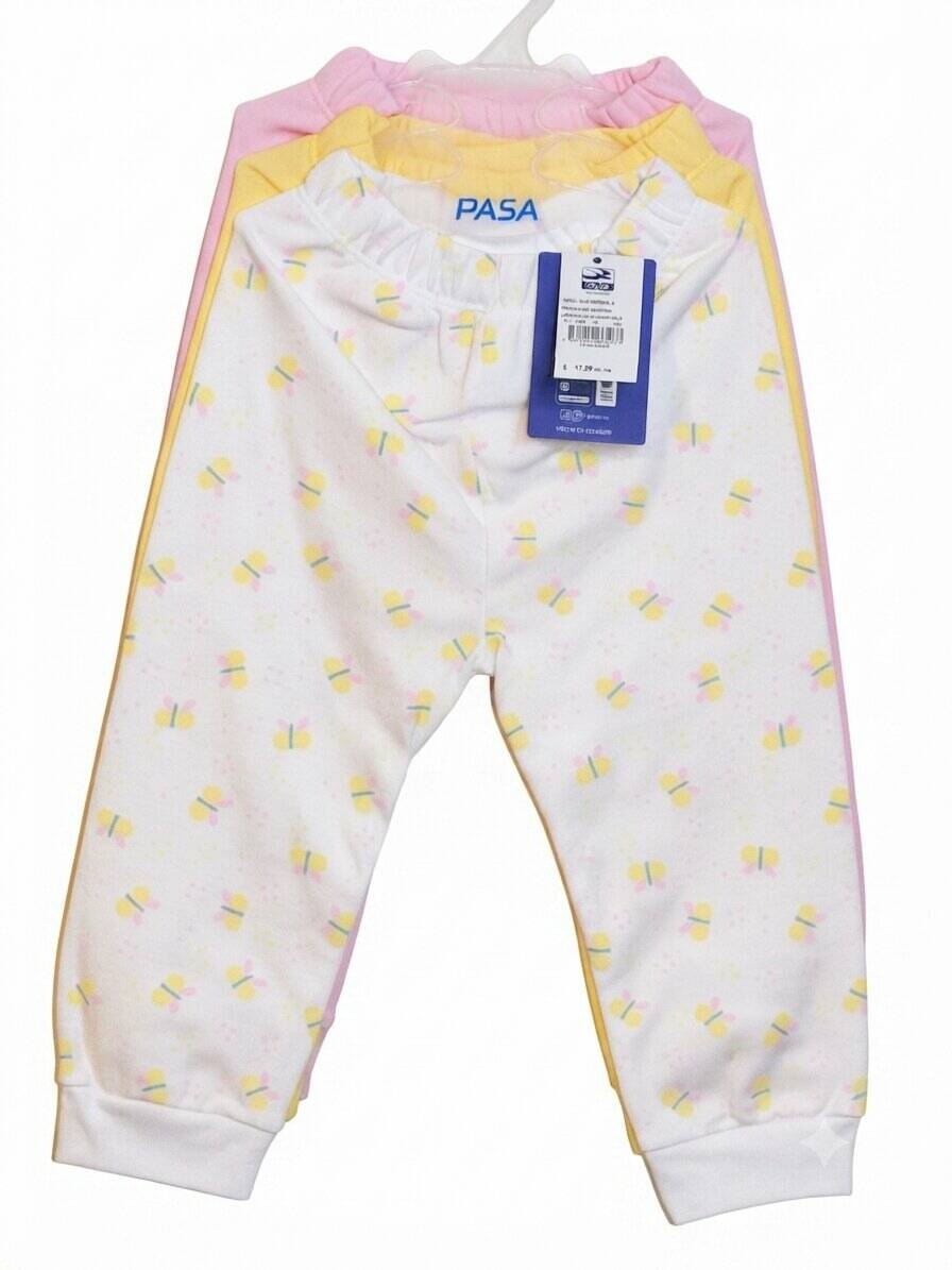 Pantalon algodón-poliéster amarillo-rosado-blanco estampado — foto 3