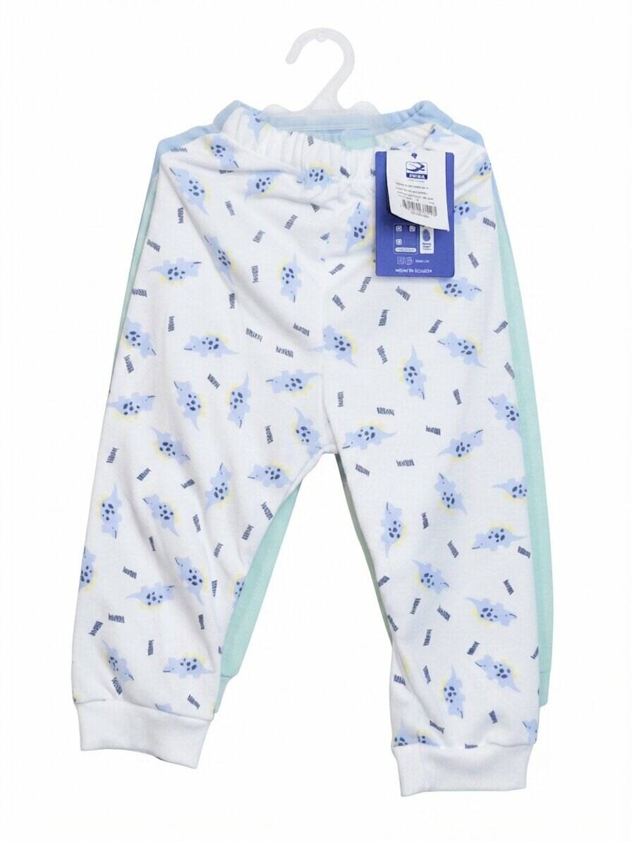 Pantalon algodón-poliéster verde-celeste-blanco estampado — foto 2