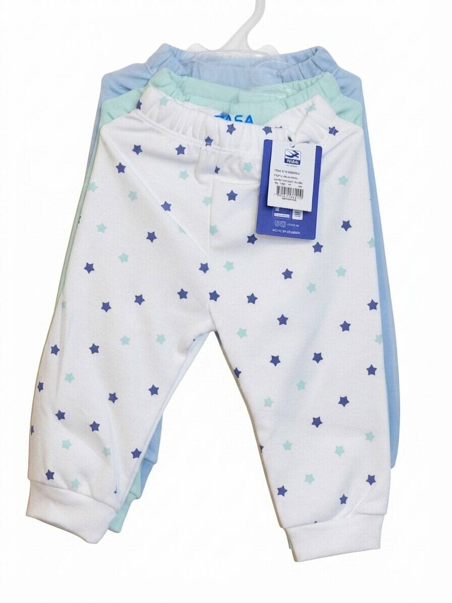 Pantalon algodón-poliéster verde-celeste-blanco estampado