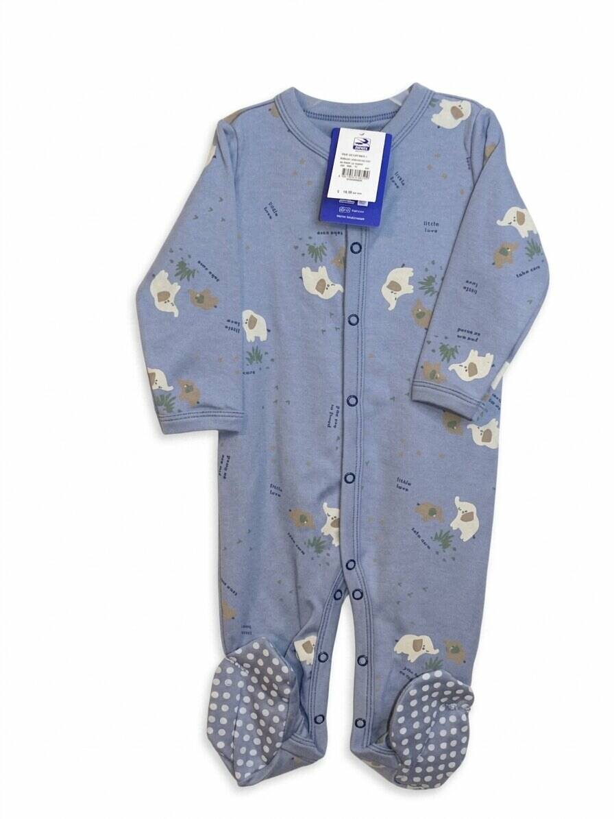 Monito con broches estampado algodón-poliéster celeste
