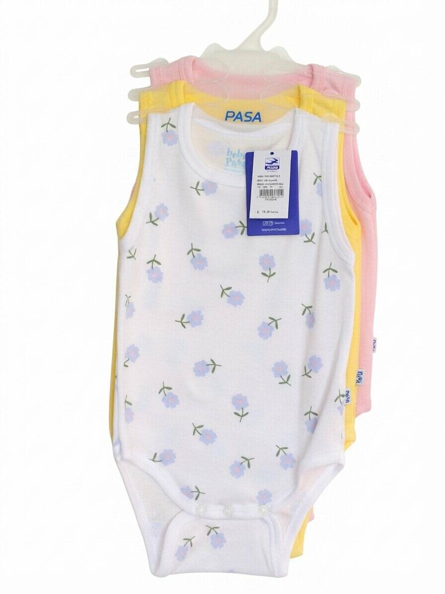 Body sin manga algodón-poliéster amarillo-rosado-blanco estampado — foto 2