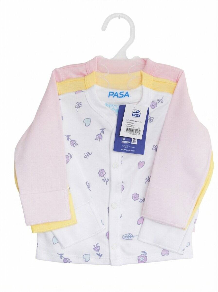 Chambra con broches algodón-poliéster amarillo-rosado-blanco — foto 5