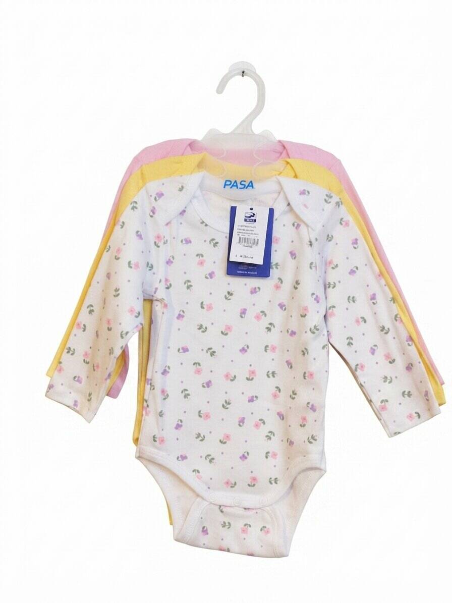 Body manga larga algodón-poliéster amarillo-rosado-blanco estampado 1x1 — foto 4