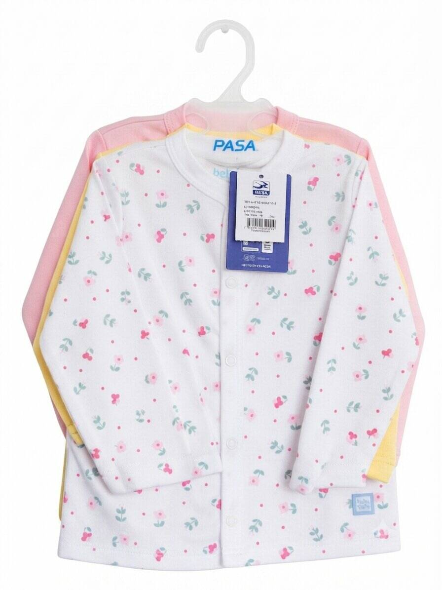 Chambra con broches algodón-poliéster amarillo-rosado-blanco — foto 2