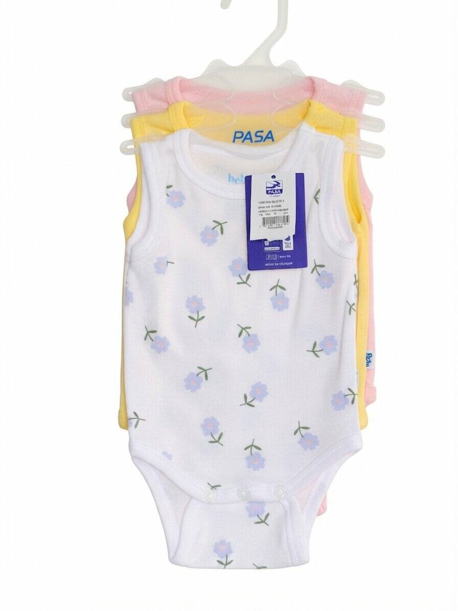 Body sin manga algodón-poliéster amarillo-rosado-blanco estampado — foto 3