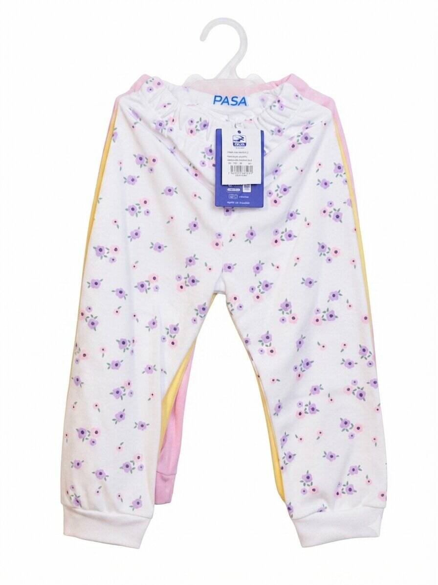 Pantalon algodón-poliéster amarillo-rosado-blanco estampado — foto 4